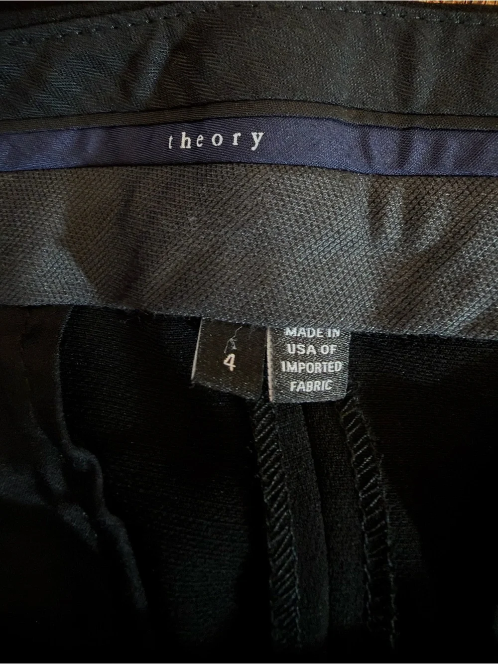 Theory Women’s Size 4 Black Tailored Straight Leg Dress Pants 33” Inseam